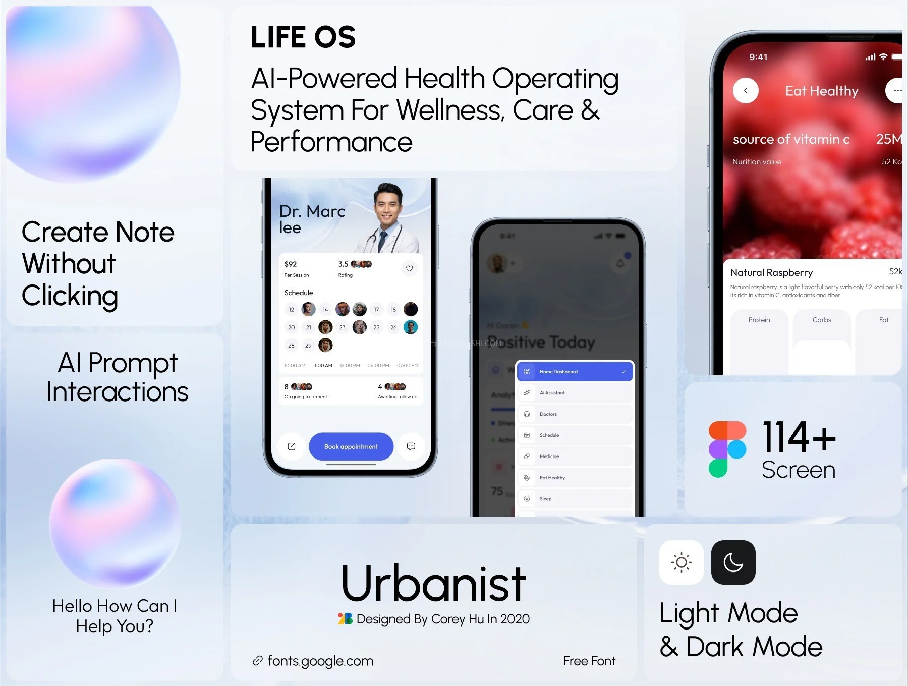 Life OS 全面健康与医疗保健 APP UI 套件